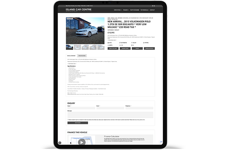Island Car Centre Website | Web Design | Solent Marketing Agency