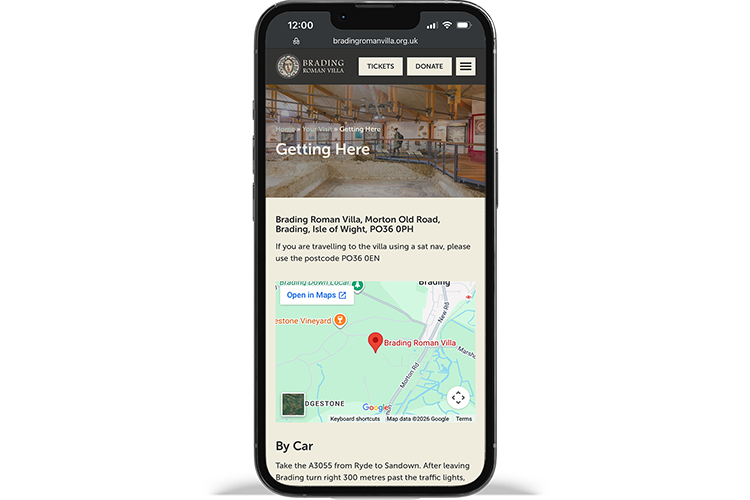 Brading Roman Villa Website - Mobile