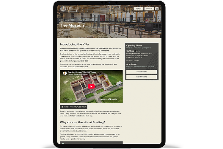 Brading Roman Villa Website - Tablet